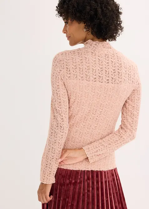 Rolákové tričko z krajky, bonprix