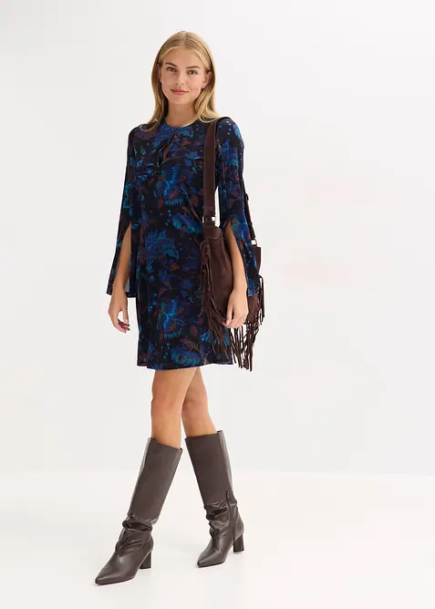 Minišaty ze splývavého sametu, bonprix