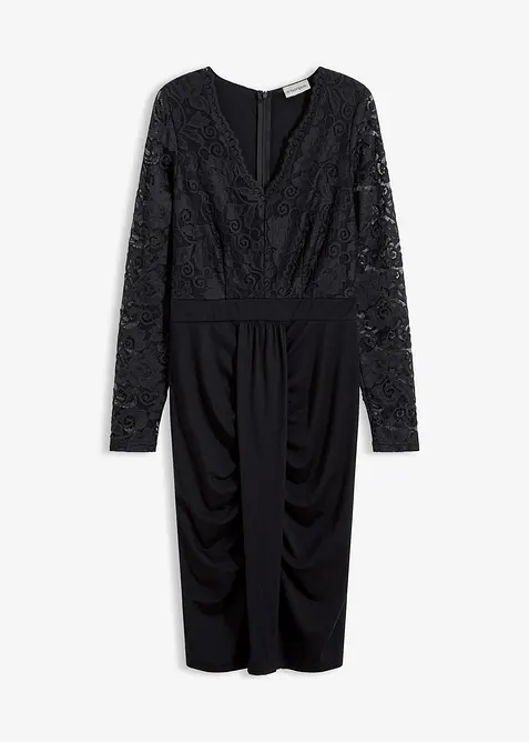 Krajkové šaty s nařasením, bonprix