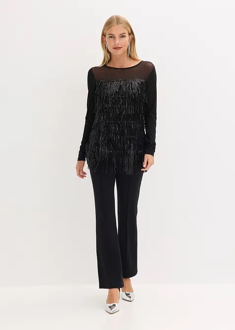 Tričko s dlouhým rukávem a pajetkovými třásněmi, bonprix