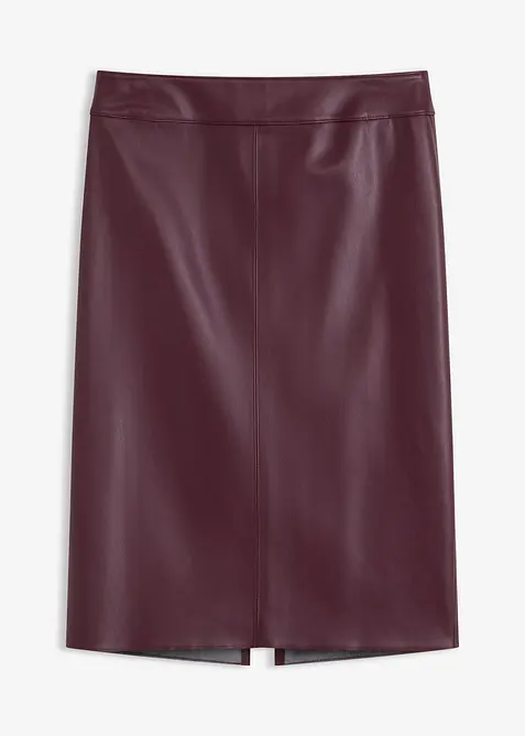 Sukně ke kolenům, z umělé kůže, s přiléhavým střihem, bonprix