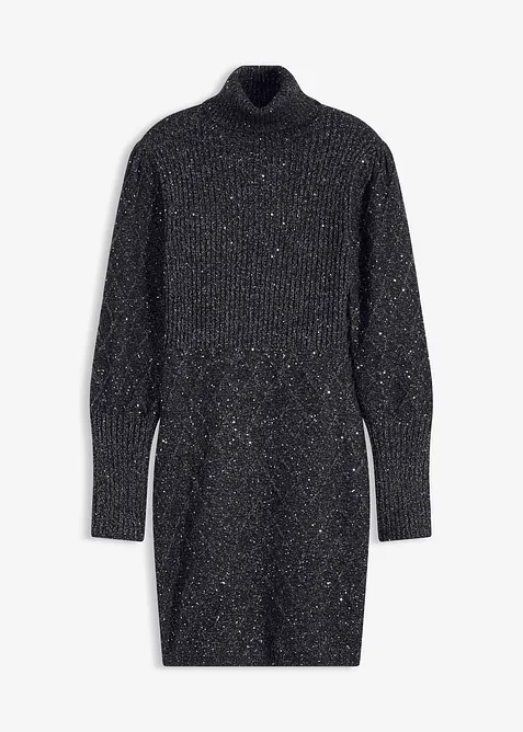Pletené šaty s pajetkami, bonprix