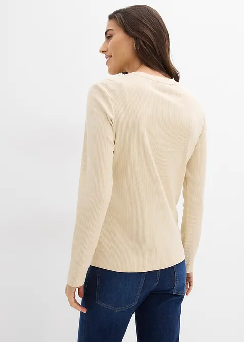 Žebrované tričko s dlouhým rukávem z čisté bavlny, bonprix