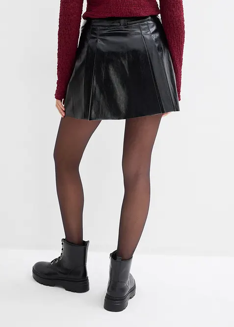 Kr&aacute;tk&aacute; sukně z uměl&eacute; kůže, s protiz&aacute;hyby, bonprix