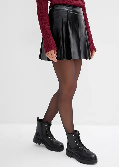 Kr&aacute;tk&aacute; sukně z uměl&eacute; kůže, s protiz&aacute;hyby, bonprix