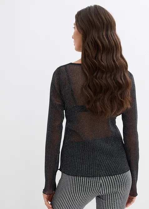 Tričko s dlouhým rukávem, z transparentní síťoviny, bonprix