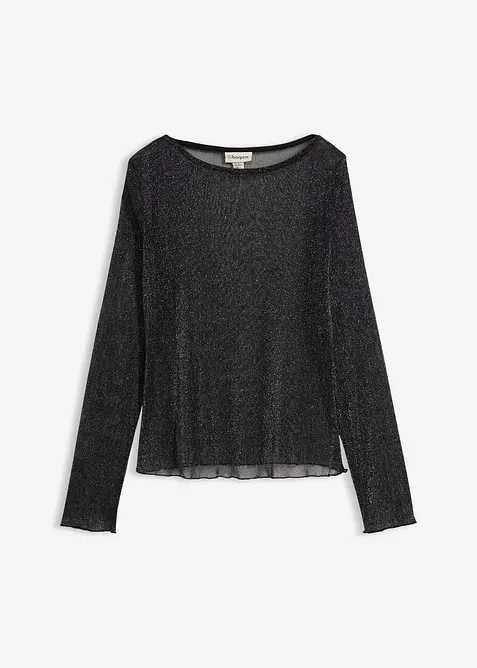 Tričko s dlouhým rukávem, z transparentní síťoviny, bonprix