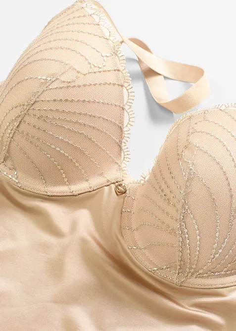 Stahovací vyztužený podprsenkový top s lesklým efektem, střední tvarující efekt, bonprix