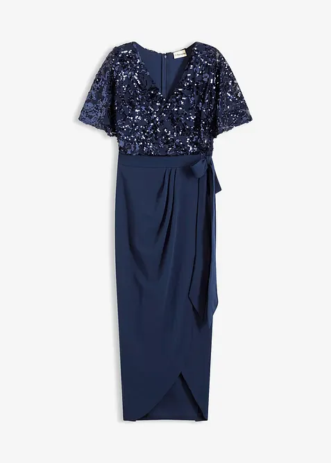 Dlouhé šaty s pajetkovou výšivkou, bonprix