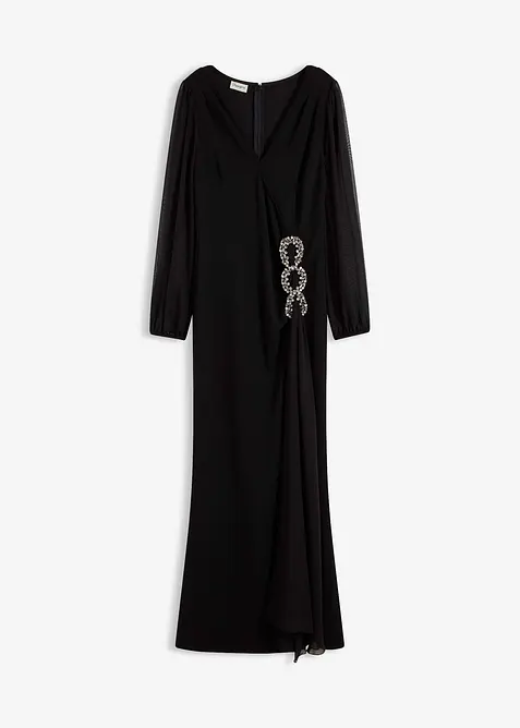 Dlouhé šaty s aplikací ze štrasových kamínků, bonprix
