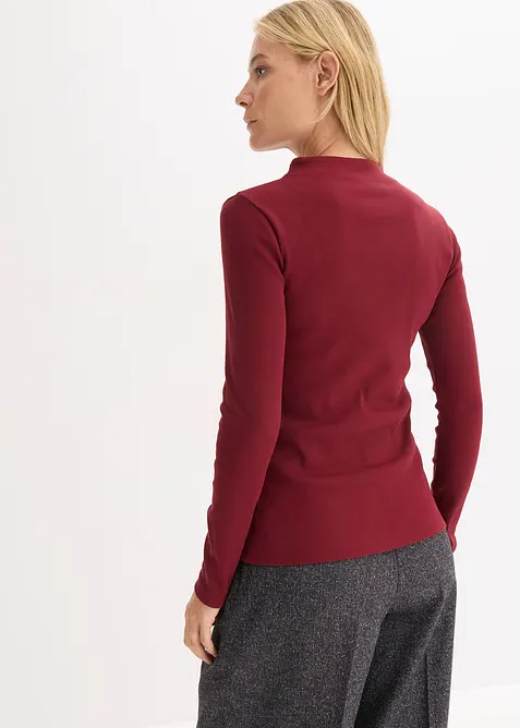 Žebrovan&eacute; tričko s dlouh&yacute;m ruk&aacute;vem, bonprix