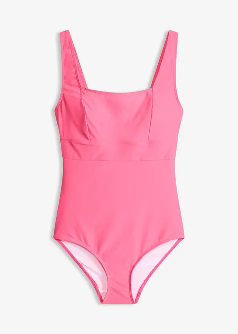 Stahovac&iacute; jednod&iacute;ln&eacute; plavky s hranat&yacute;m v&yacute;střihem, středn&iacute; tvarovac&iacute; funkce, bonprix