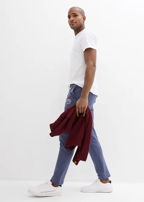 Joggingov&eacute; kalhoty se sportovn&iacute;mi detaily, z čist&eacute; bavlny, bonprix