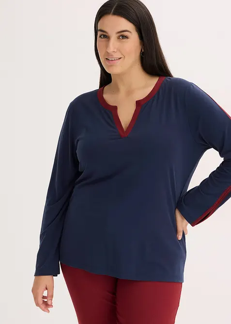 Triko s dlouh&yacute;m ruk&aacute;vem a rozparkem, bonprix