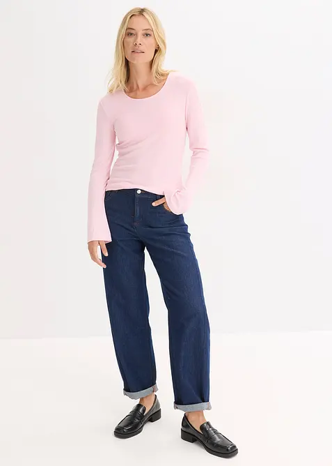 Žebrovan&eacute; triko s dlouh&yacute;m ruk&aacute;vem, bonprix