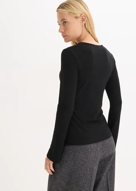 Žebrovan&eacute; triko s dlouh&yacute;m ruk&aacute;vem, bonprix