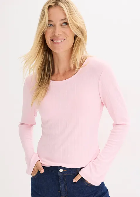 Žebrovan&eacute; triko s dlouh&yacute;m ruk&aacute;vem, bonprix