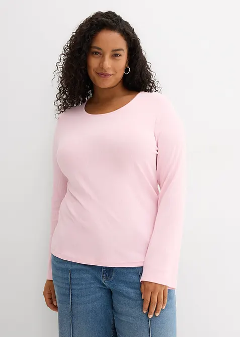 Žebrovan&eacute; triko s dlouh&yacute;m ruk&aacute;vem, bonprix