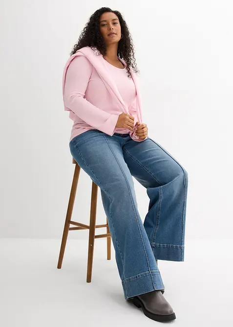 Žebrovan&eacute; triko s dlouh&yacute;m ruk&aacute;vem, bonprix