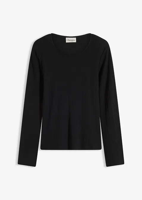 Žebrovan&eacute; triko s dlouh&yacute;m ruk&aacute;vem, bonprix