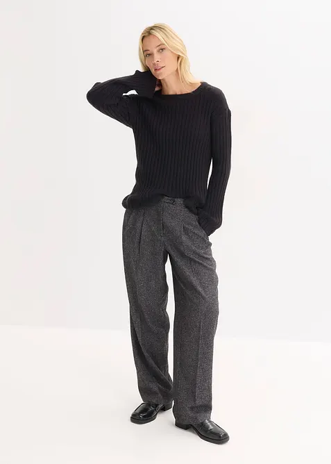 Žebrovan&yacute; oversized svetr, bonprix