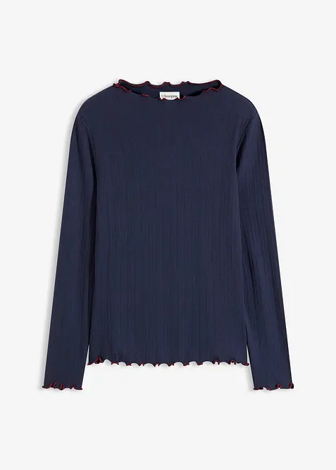 Žebrovan&eacute; tričko s dlouh&yacute;m ruk&aacute;vem, bonprix