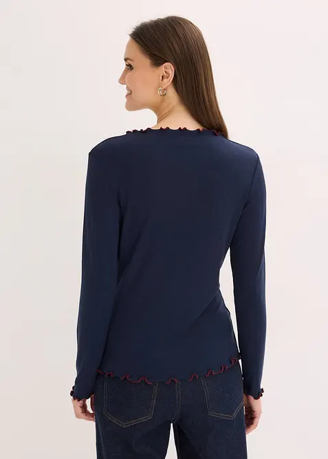 Žebrovan&eacute; tričko s dlouh&yacute;m ruk&aacute;vem, bonprix