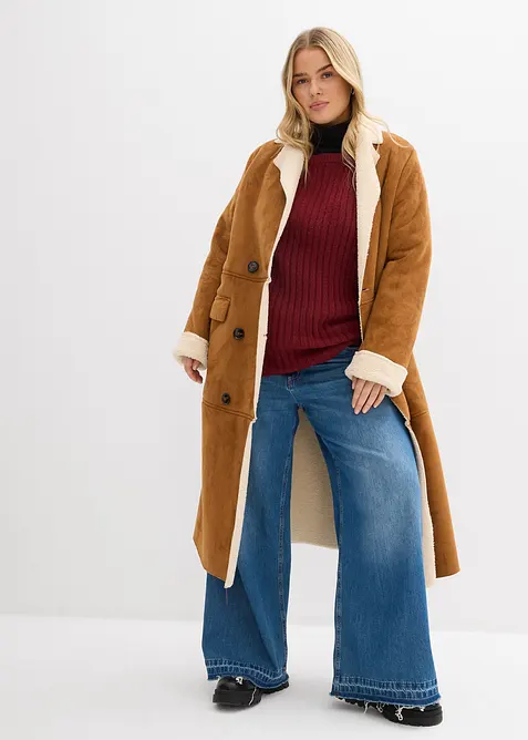 Žebrovan&yacute; oversized svetr, bonprix