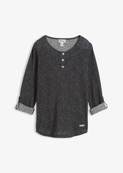 Triko s dlouh&yacute;m ruk&aacute;vem a knofl&iacute;kovou li&scaron;tou, z bavlněn&eacute; směsi, bonprix