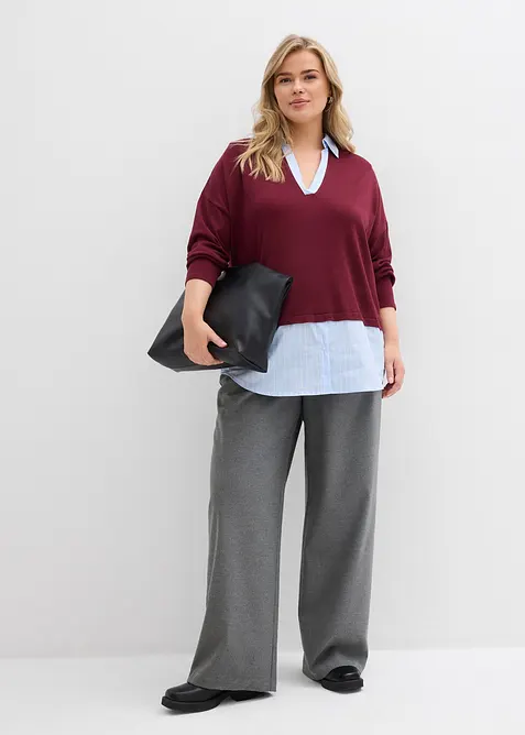 Svetr z jemn&eacute; pleteniny, s halenkovou vsadkou, bonprix