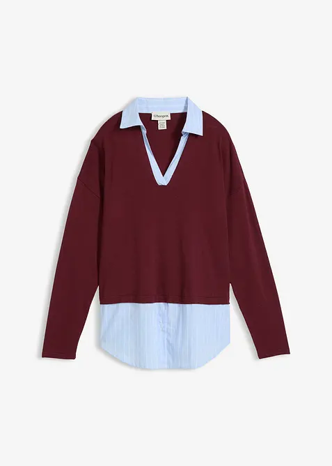 Svetr z jemn&eacute; pleteniny, s halenkovou vsadkou, bonprix