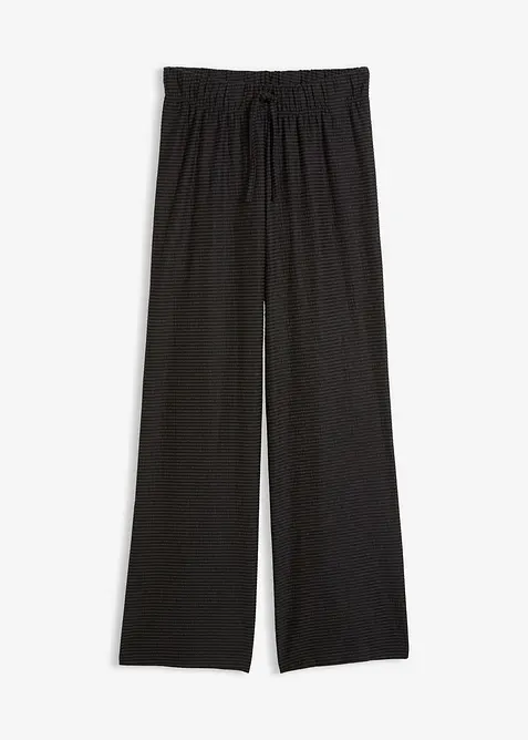 Proužkovan&eacute; žerzejov&eacute; kalhoty se &scaron;ňůrkou na stažen&iacute;, z bavlněn&eacute; směsi, bonprix