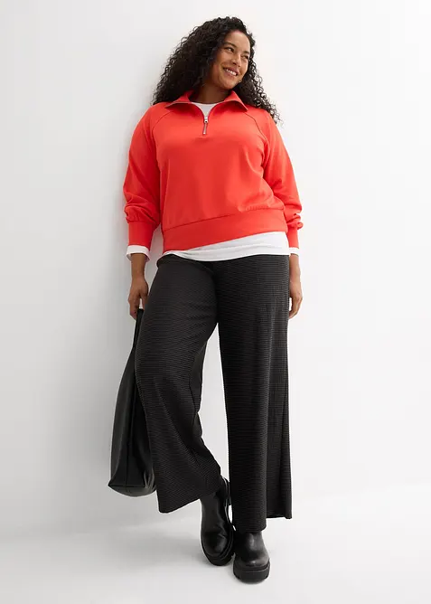 Proužkovan&eacute; žerzejov&eacute; kalhoty se &scaron;ňůrkou na stažen&iacute;, z bavlněn&eacute; směsi, bonprix