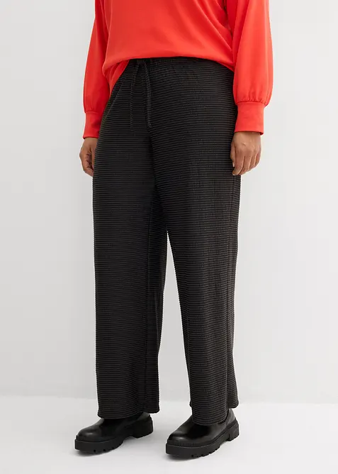 Proužkovan&eacute; žerzejov&eacute; kalhoty se &scaron;ňůrkou na stažen&iacute;, z bavlněn&eacute; směsi, bonprix