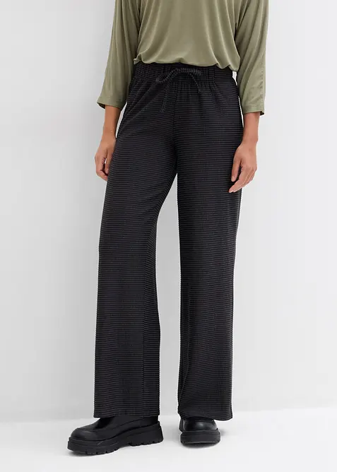 Proužkovan&eacute; žerzejov&eacute; kalhoty se &scaron;ňůrkou na stažen&iacute;, z bavlněn&eacute; směsi, bonprix