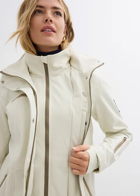 Nepromokavá strečová dlouhá softshellová bunda, bonprix