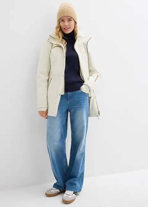 Nepromokavá strečová dlouhá softshellová bunda, bonprix