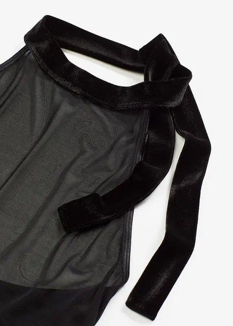 Sametové šaty s ramínkem kolem krku, bonprix