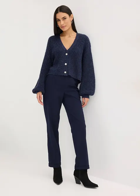 Krátký pletený kabátek s třpytivou přízí a podílem vlny, bonprix