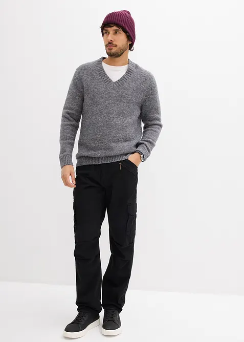 Cargo kalhoty z robustn&iacute; čist&eacute; bavlny, Relaxed Fit, Straight, bonprix