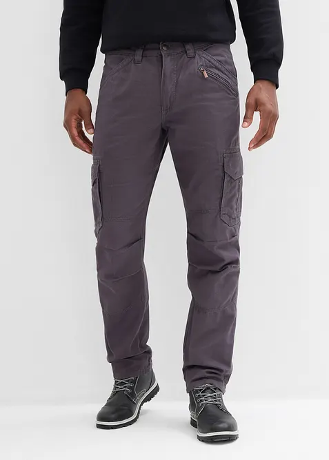 Cargo kalhoty z robustní čisté bavlny, Relaxed Fit, Straight, bonprix