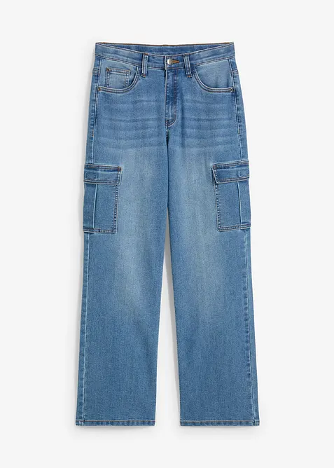 Strečov&eacute; dž&iacute;ny, Loose Fit, s nastaviteln&yacute;m pasem, Straight, bonprix