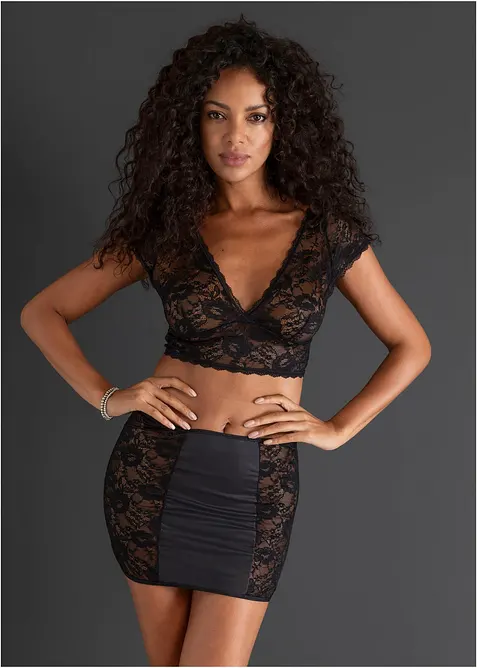 Podprsenkový top + sukně (2dílná souprava), bonprix