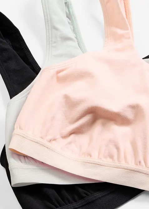 Podprsenkov&yacute; top s organickou bavlnou (3 ks v balen&iacute;), bonprix