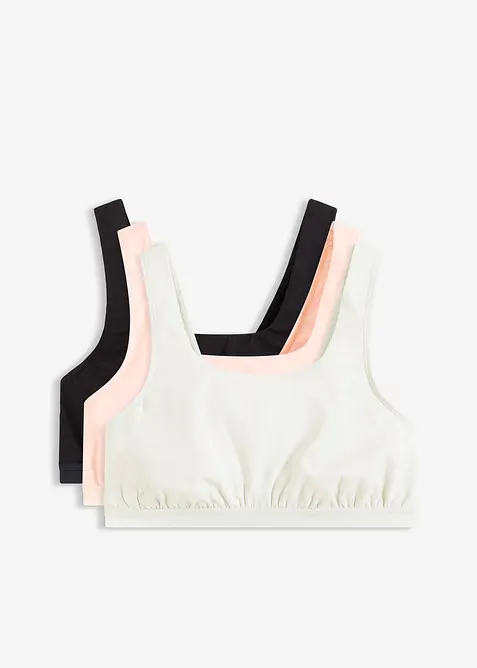 Podprsenkov&yacute; top s organickou bavlnou (3 ks v balen&iacute;), bonprix