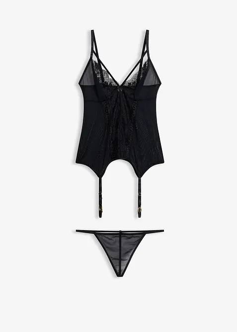 Podvazkový top a kalhotky string (2dílná souprava), bonprix