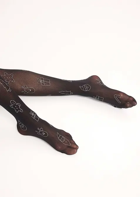 Punčochové kalhoty s třpytivým vánočním potiskem, bonprix