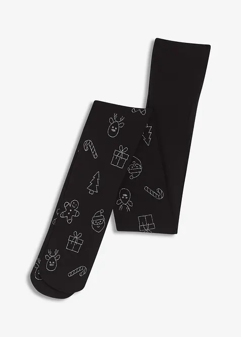 Punčochové kalhoty s třpytivým vánočním potiskem, bonprix