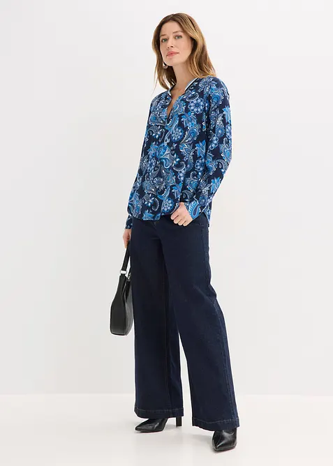 Tunikov&aacute; halenka ze spl&yacute;vav&eacute; visk&oacute;zy, bonprix