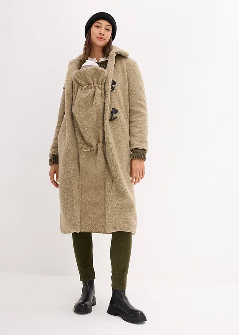 Těhotenský kabát 3 v 1, s nosící vsadkou, z medvídkového flísu, bonprix